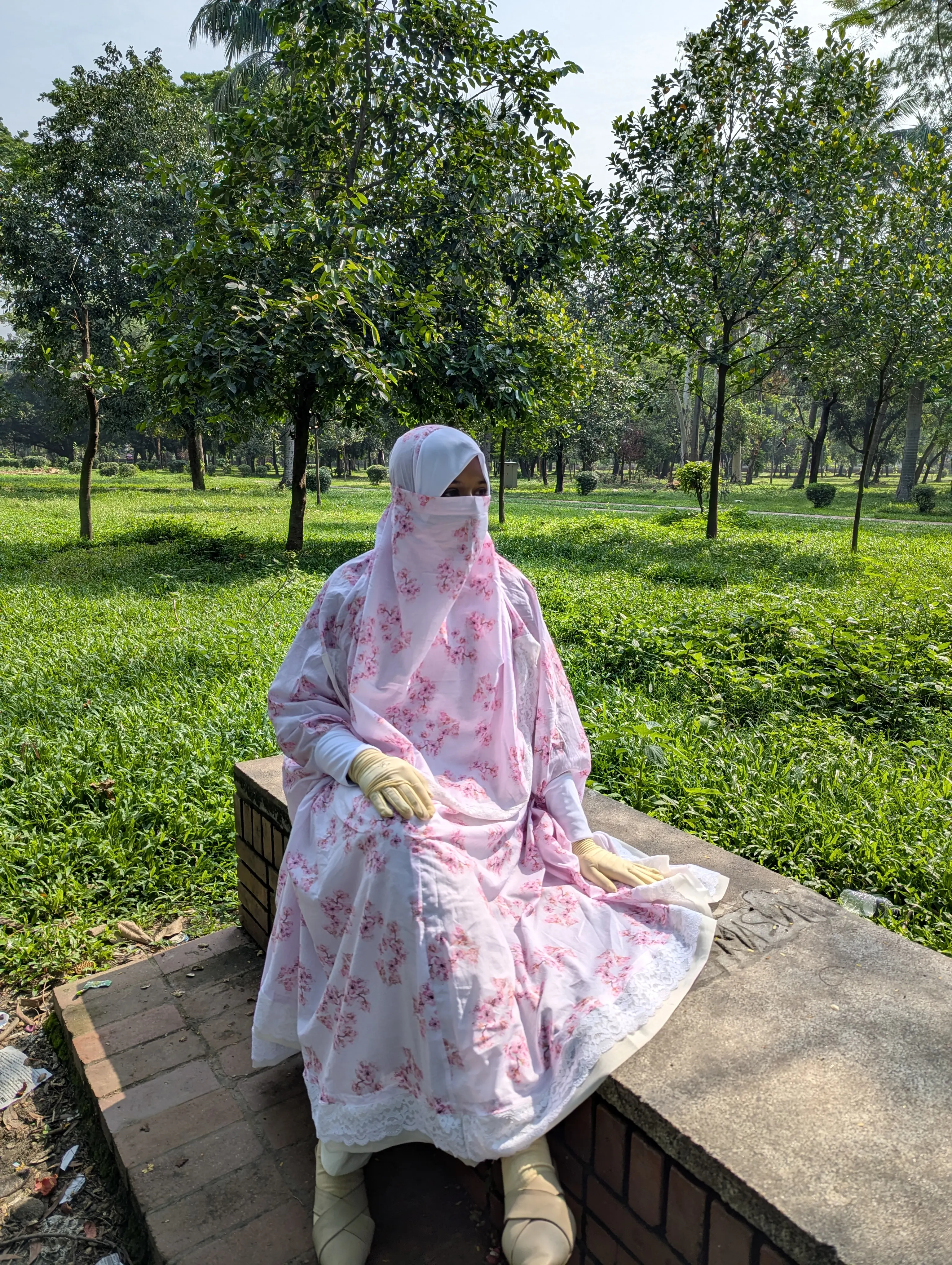 Pink Print Khimar with Niqab